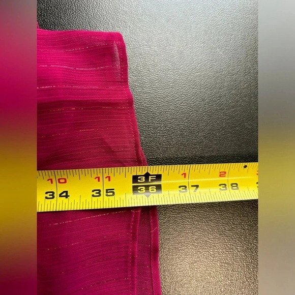 Hot‎ Pink Dress Women’s XS Metallic Lined Sheer Overlay Smocked Wedding Party - Picture 6 of 11